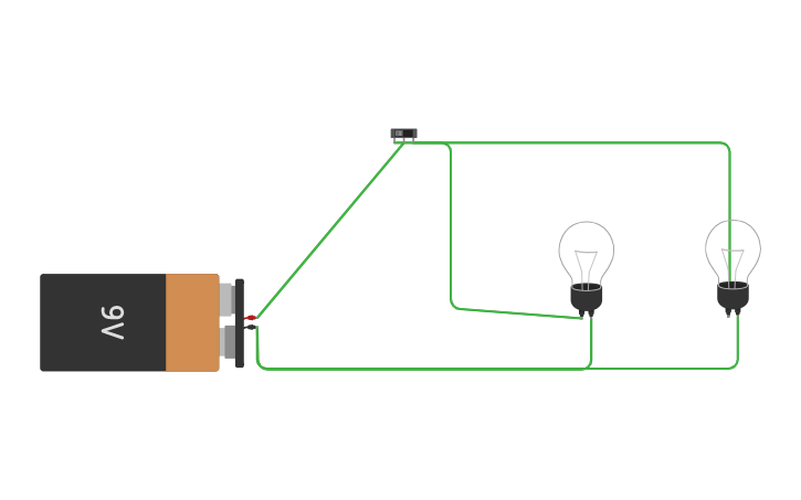 Circuit design conmutador con dos bombillas - Tinkercad