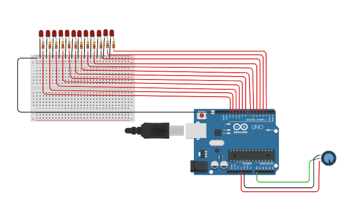 Circuit design Multi Arduino Knight rider light with 12 LEDs ...