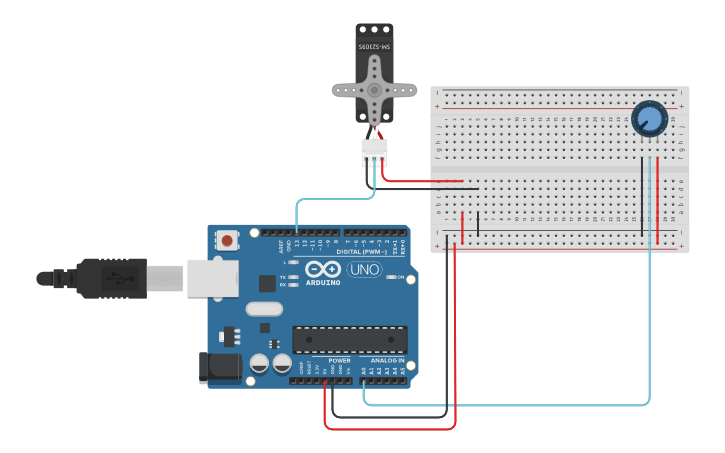 Circuit design Servo motor SG90 - Tinkercad
