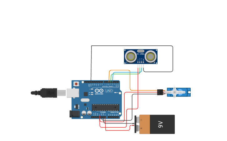Arduino Waste Circuit design smart waste management system in ARDUINO - Tinkercad