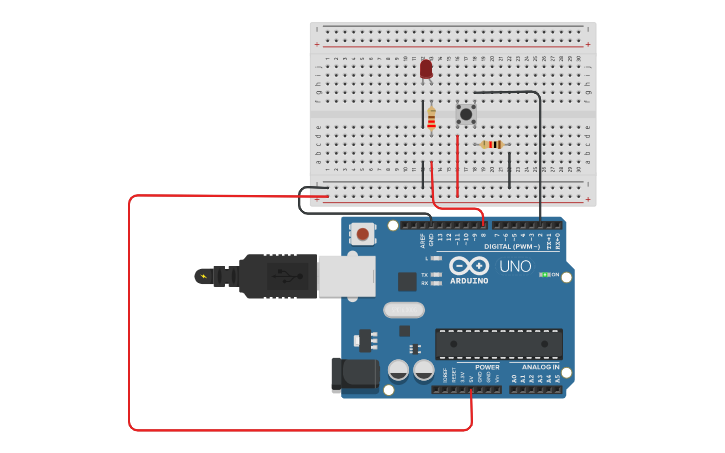 Circuit design Botão Led 2 - Tinkercad