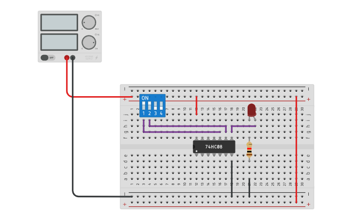 Circuit design AND GATE USING IC - Tinkercad