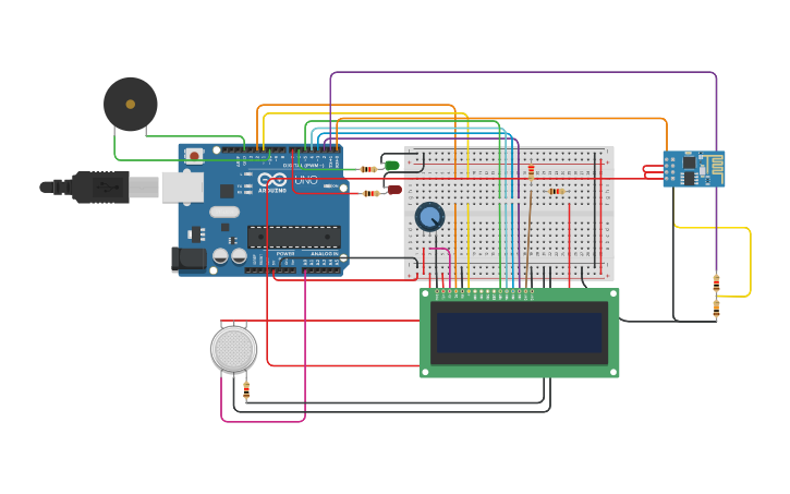 Circuit design smoke detection | Tinkercad
