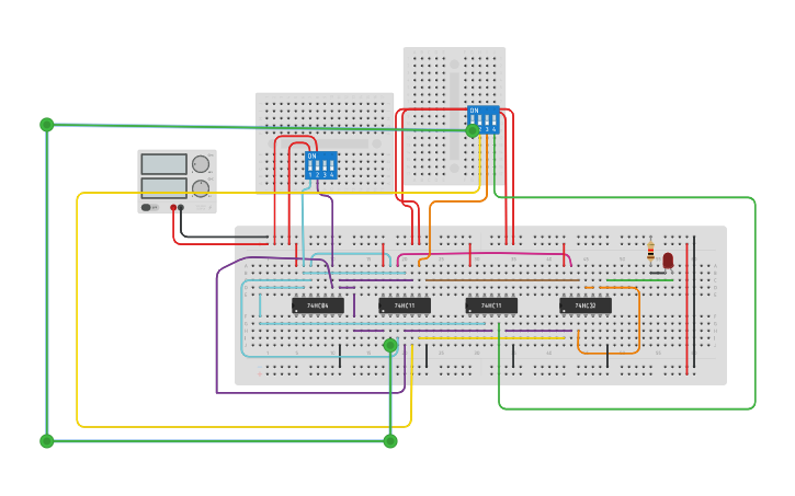 Circuit design 4 bit MUX using Basic gate - Tinkercad