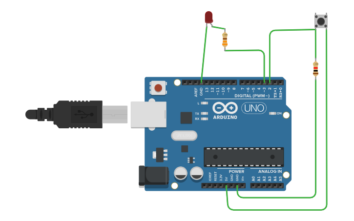 Circuit design encender_led_simple - Tinkercad