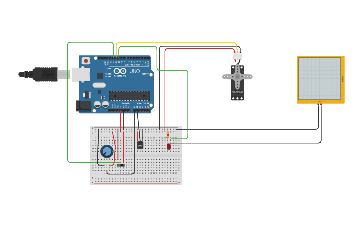 Circuit design Sensor and actuator with Arduino | Tinkercad