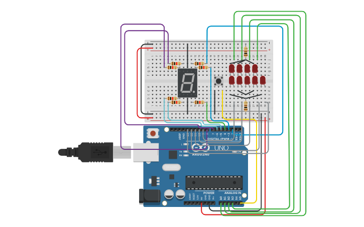 Circuit design LED display - Tinkercad