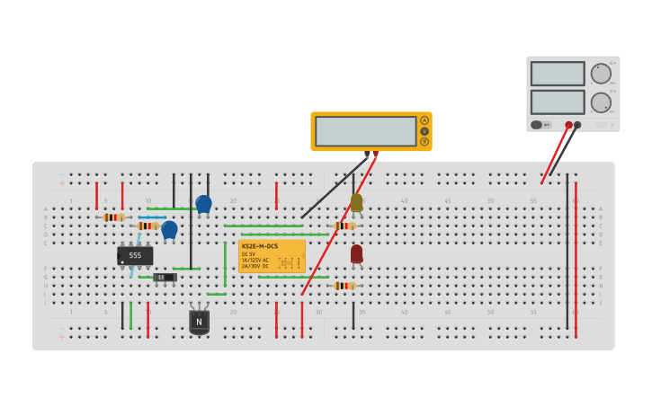 Circuit design NPN N DPDT RELAY - Tinkercad