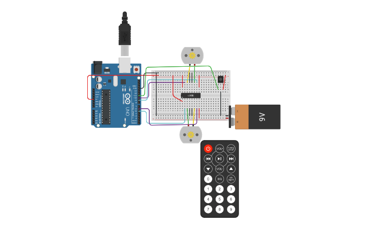 Circuit design Copy of DC Motors with IR Remote - Tinkercad