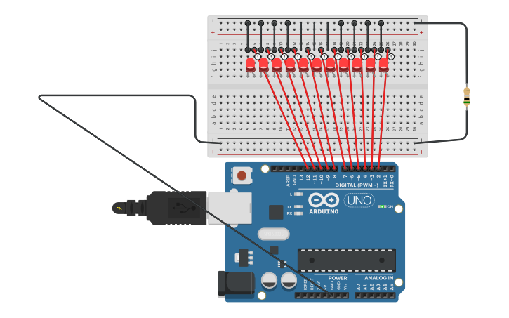Circuit design Pattern 2 - Leds Burst in - Tinkercad