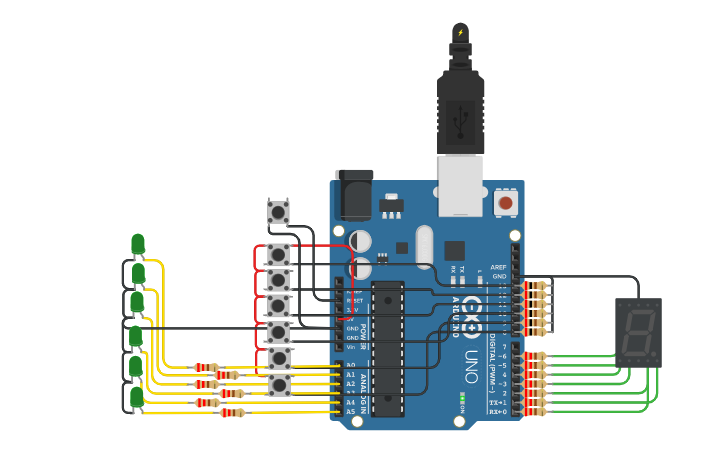 Circuit design 7 seg - Tinkercad