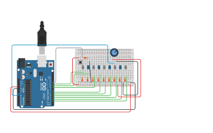 Circuit design Serie de luces led. Arduino | Tinkercad