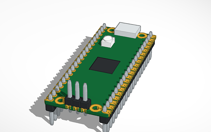 3D design Raspberry Pi Pico w/ pins - Tinkercad