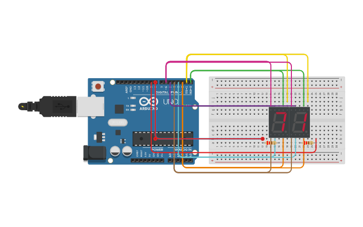 Circuit design Tugas3_13020180271 Multi 7 segment - Tinkercad