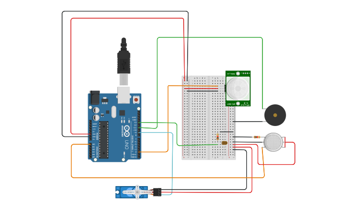 Circuit design Use Gas sensor | Tinkercad