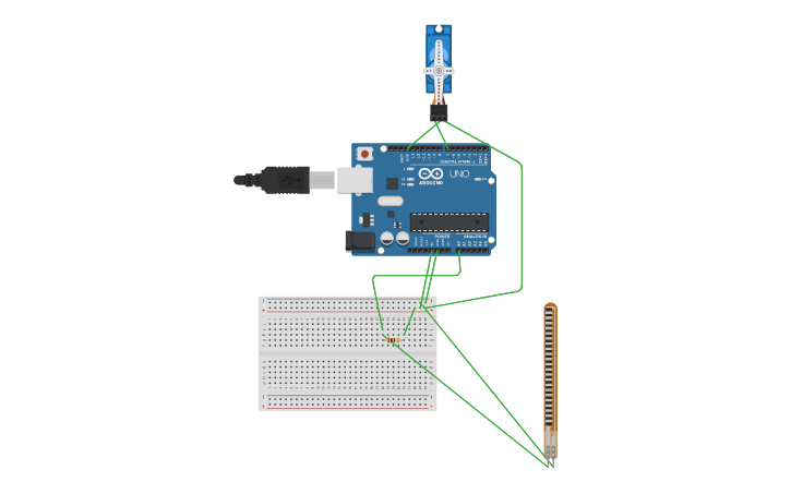 Circuit design Servo motor rotation using flex sensor and Arduino uno ...