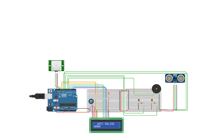 Circuit design SENSOR ANTI MALING - Tinkercad