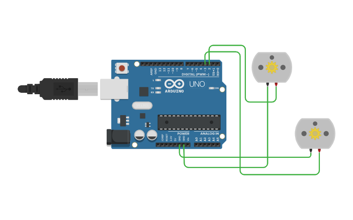 Circuit design DC motor arduino - Tinkercad