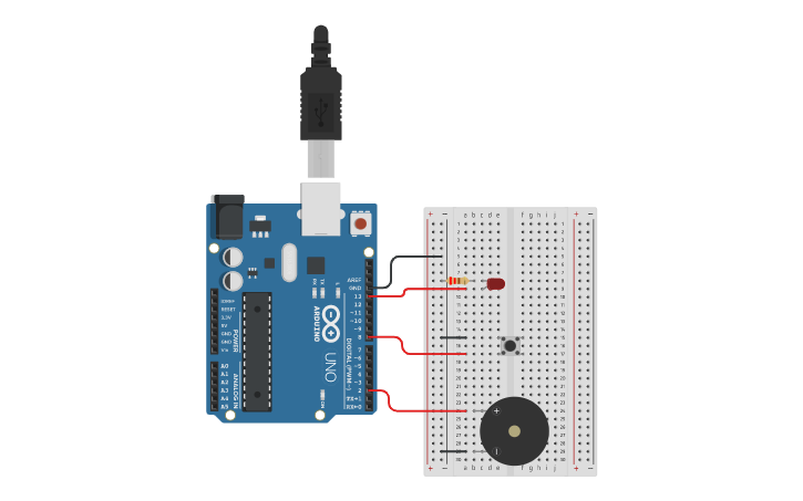 Circuit design Morse-decode-encode - Tinkercad