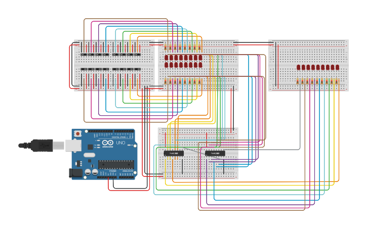 Circuit design Calcolatrice 8 bit - Tinkercad