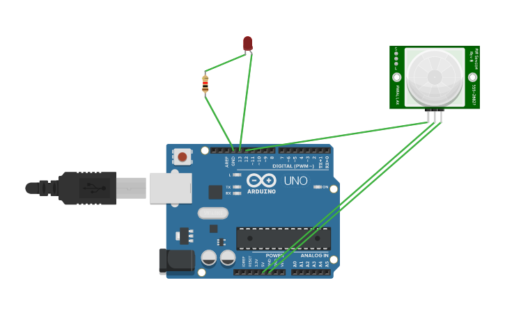 Circuit design PIR MOTION SENSOR WITH LED - Tinkercad