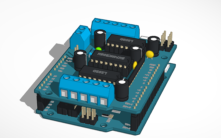 3D design Arduino uno with motor drive shield - Tinkercad