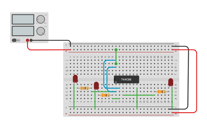 7486 Layout Circuit design 7486 EXOR - Tinkercad