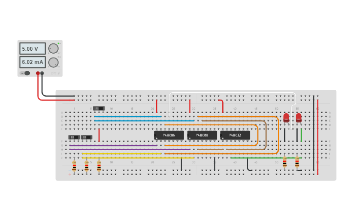 Circuit design FULL ADDER USING BASIC GATES | Tinkercad
