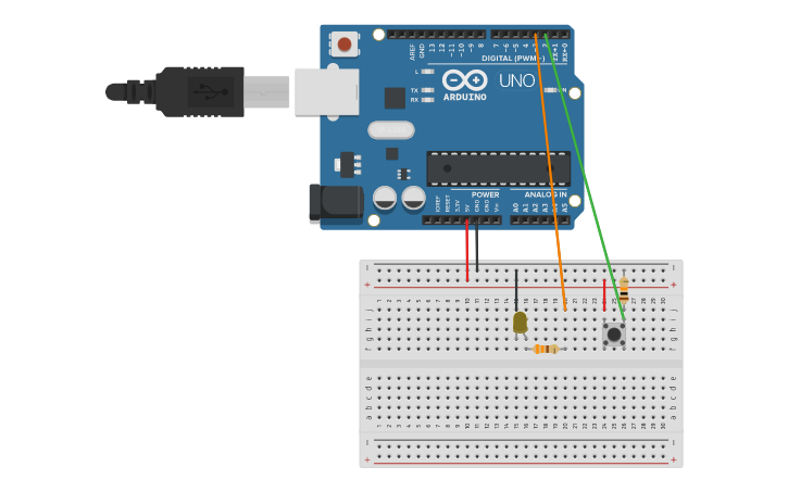 Circuit design Presionar el boton - Tinkercad