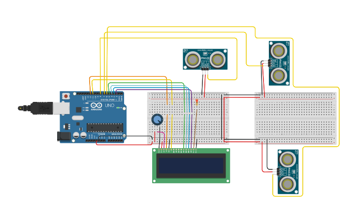 Circuit design SMART PARKING SYSTEM - Tinkercad