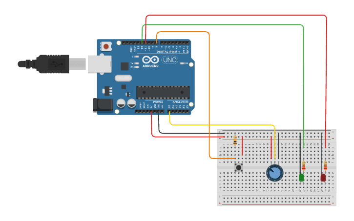 Circuit design Buttons and Potentiometers - Tinkercad
