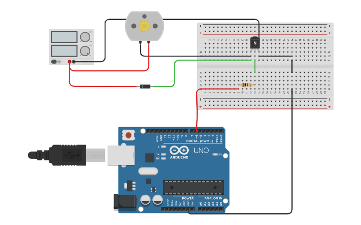 Circuit design PWM Motor - Tinkercad