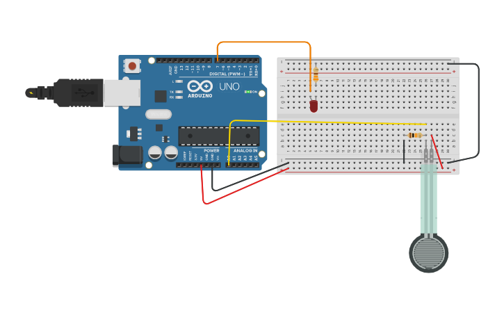 Circuit design Force Sensor Arduino - Tinkercad