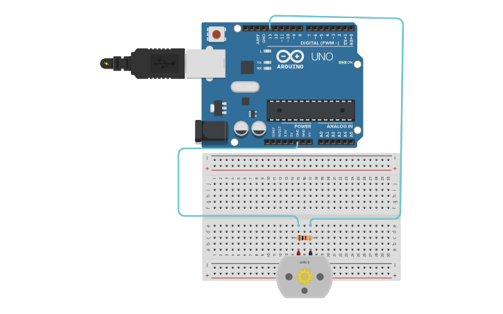 Circuit design Arduino and DC motor - Tinkercad