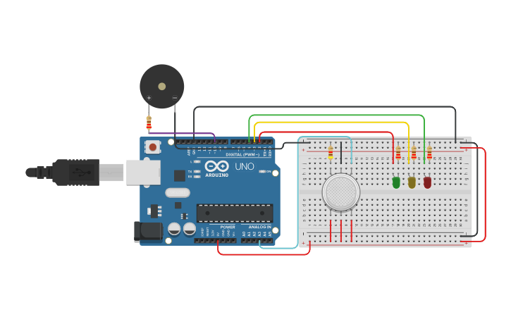 Circuit design Gas Sensor - Tinkercad