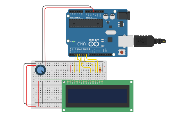 Circuit design LV LCD Display(16x2)-Zadatak 1. - Tinkercad