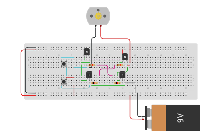 Circuit design puente H - Tinkercad