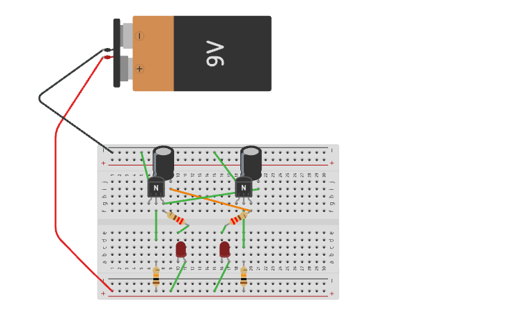 Circuit design Multivibrator - Tinkercad