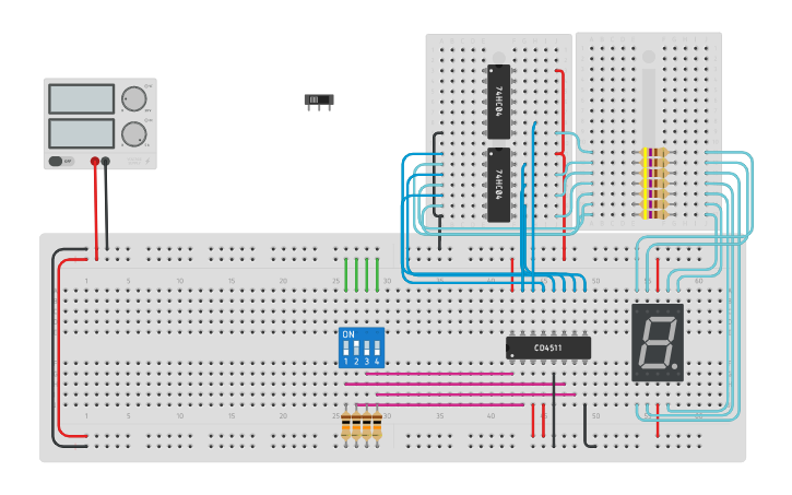 Circuit design 7-Segment Display (Common Anode) - Tinkercad