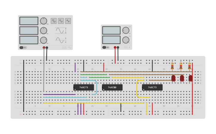 Circuit design Synchronous Counter - Tinkercad
