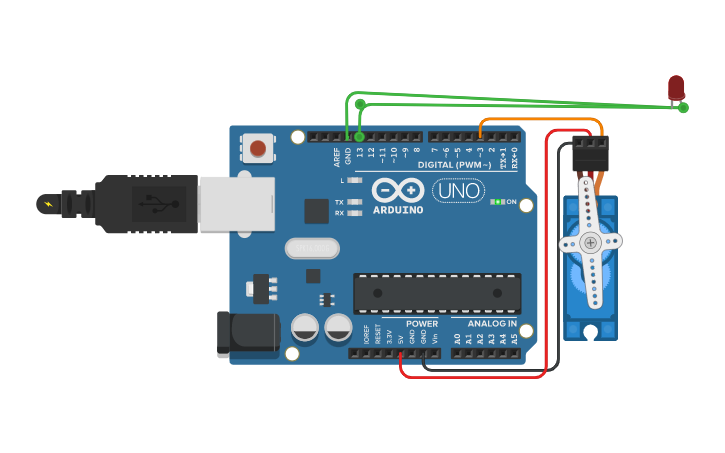 Circuit design Servo Motor Rotations - Tinkercad