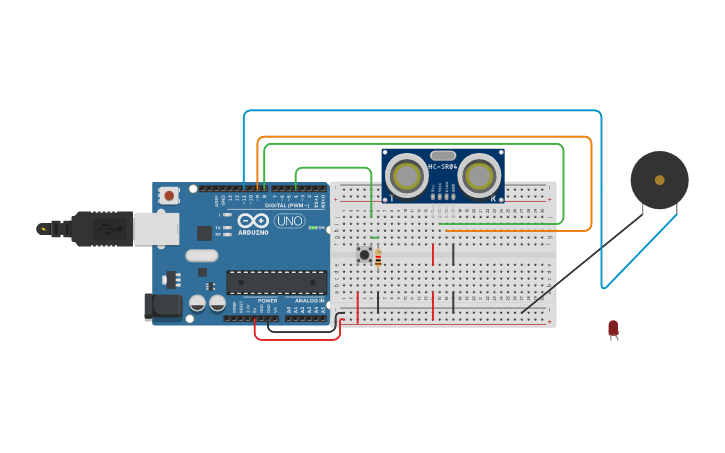 Circuit design 1 sensori parcheggio - Tinkercad