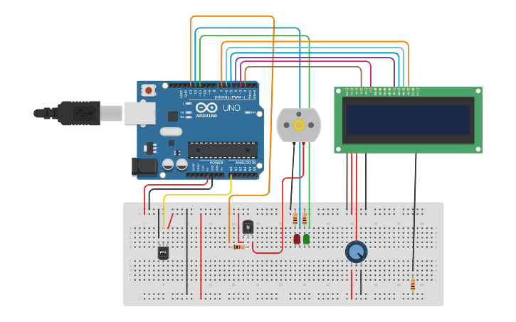 Circuit design Temperature sensor smart irrigation - Tinkercad