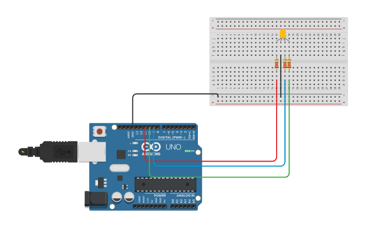 Circuit design Led RGB - Tinkercad