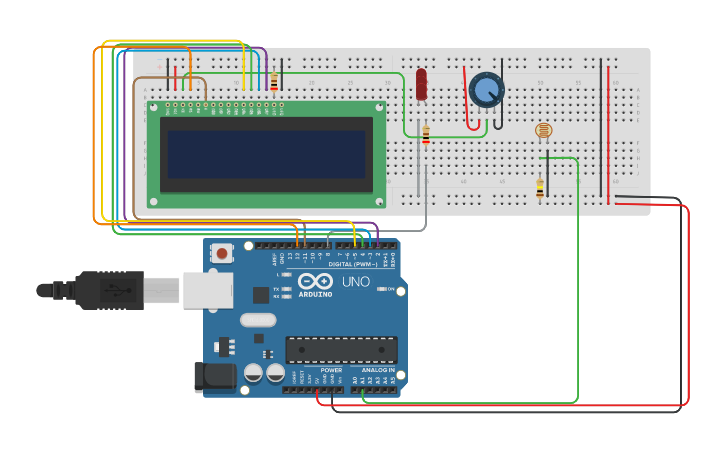 Circuit design Pantalla Led fotorresistencia | Tinkercad