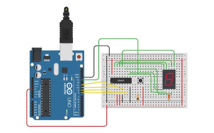 Circuit Design Contador Com Display 7 Segmentos Cd4511 Tinkercad