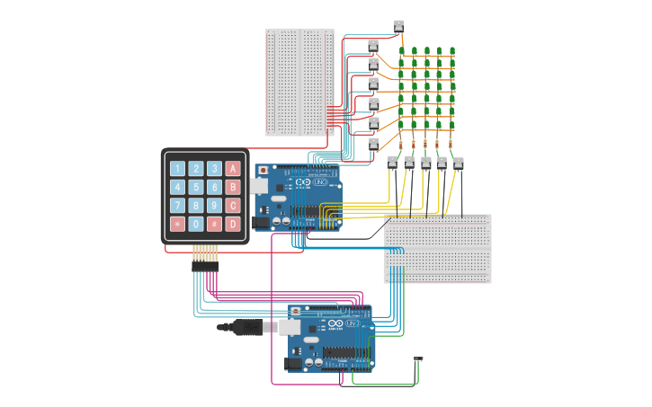 Circuit design 5x7 matrix - Tinkercad