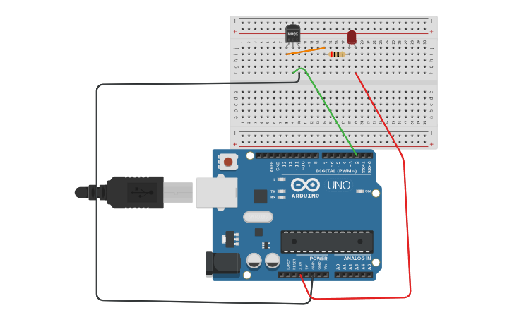 Circuit design nMOS-led - Tinkercad