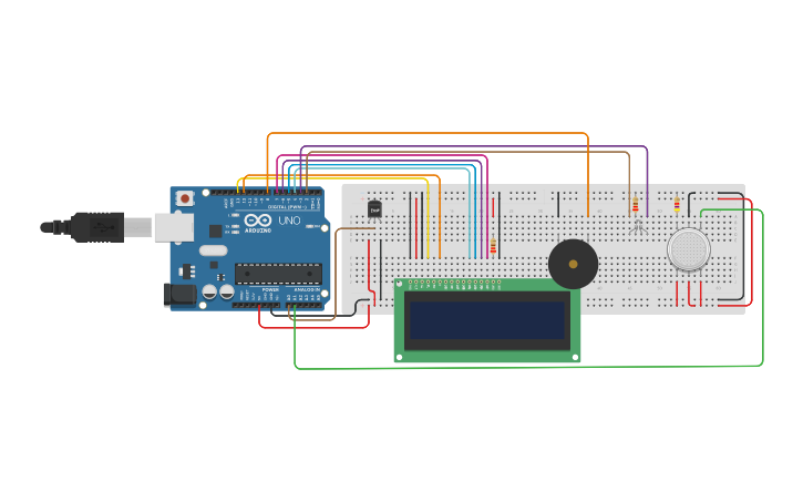 Circuit design Fire Alarm - Tinkercad