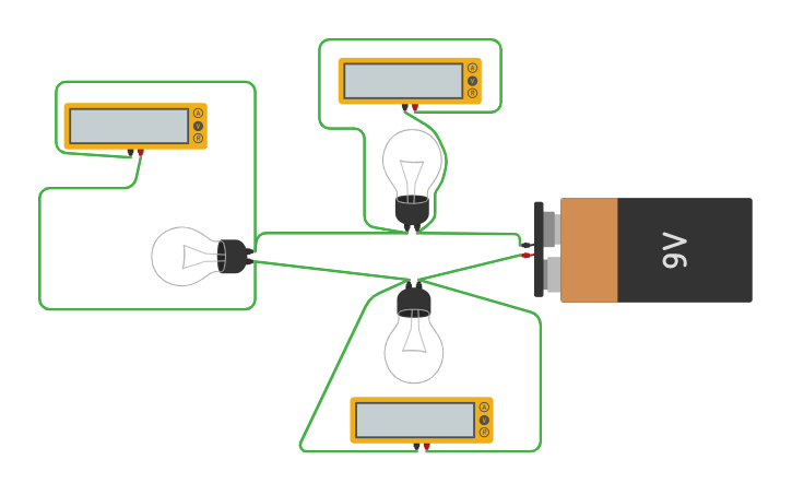 Circuit design MEDIR CAÍDAS DE VOLTAJE EN CIRCUITO CON 3 BOMBILLAS ...